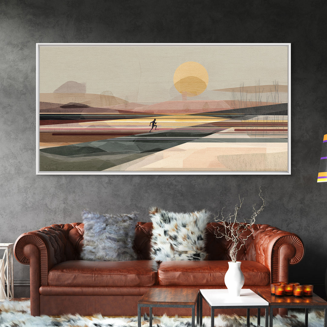 Cyclist Racing Through Neon Speed Lines Canvas Print, Gym Art, Printable Wall Art, Gym Decor, Abstract Art, Strength, GYM-2x1-82