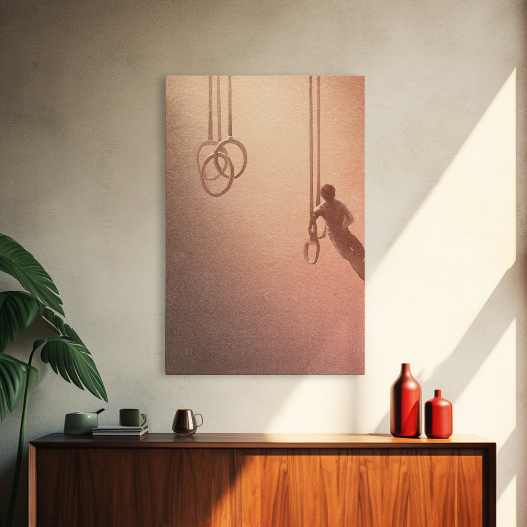 Gymnast Rings Athlete Canvas Print, Gym Art, Canvas Wall Art, Gym Decor, Fine Art, Strength, Cool Posters, Sports Poster, GYM-2x3-23
