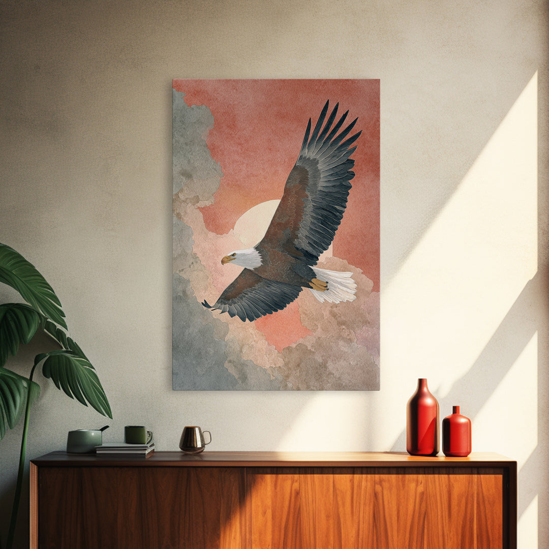 Eagle Soaring as Motivation Symbol Canvas Print, Gym Art, Statement Artwork, Gym Decor, Fine Art, Strength, Printable Wall Art, GYM-2x3-32