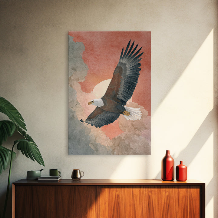 Eagle Soaring as Motivation Symbol Canvas Print, Gym Art, Statement Artwork, Gym Decor, Fine Art, Strength, Printable Wall Art, GYM-2x3-32