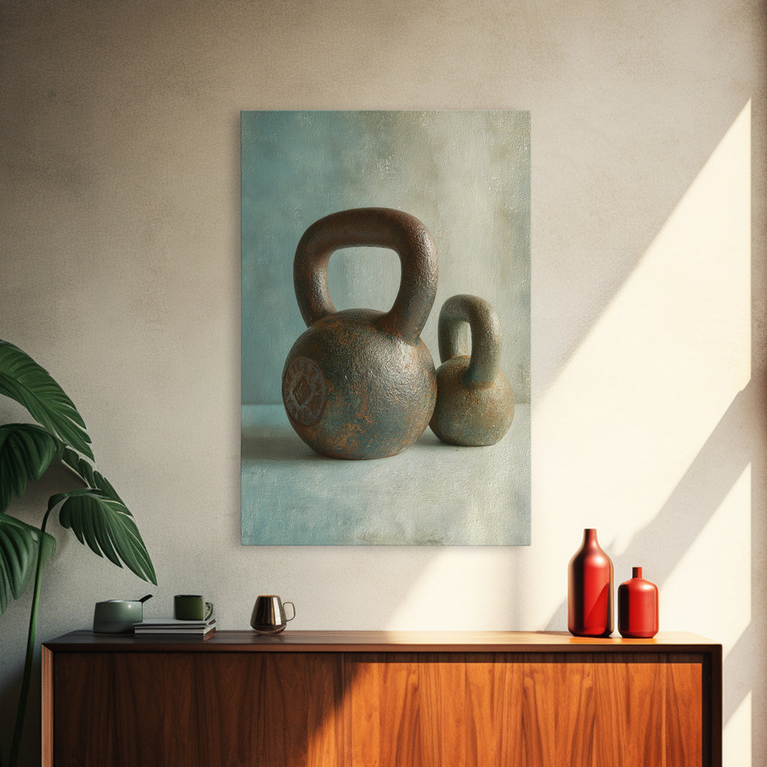 Kettlebell Still Life Framed Canvas Print, Gym Art, Motivational Poster, Gym Decor, Abstract Art, Strength, Motivational Art, GYM-2x3-41