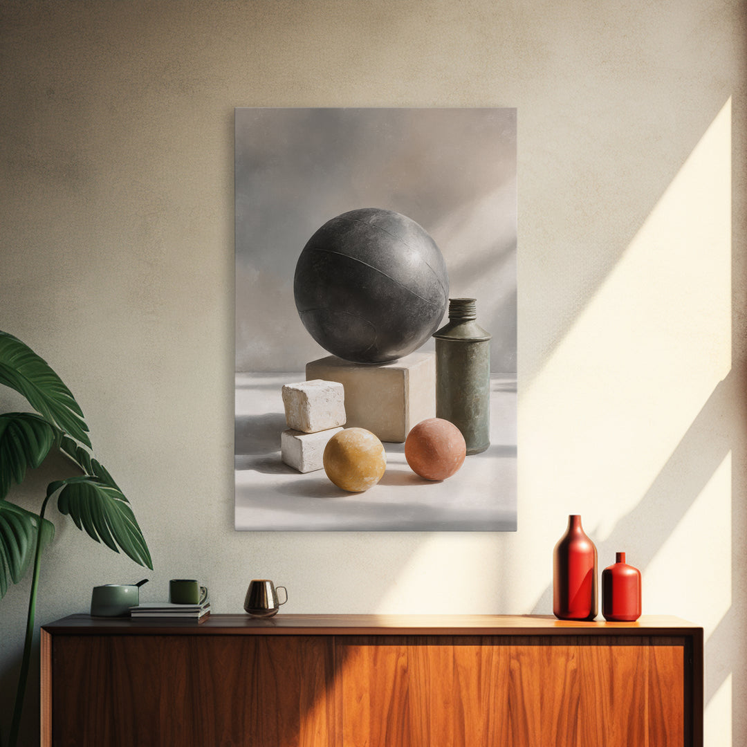 Medicine Ball and Chalk Still Life Canvas Print, Gym Art, Sports Wall Art, Gym Decor, Fine Art, Strength, Home Gym Decor, GYM-2x3-79