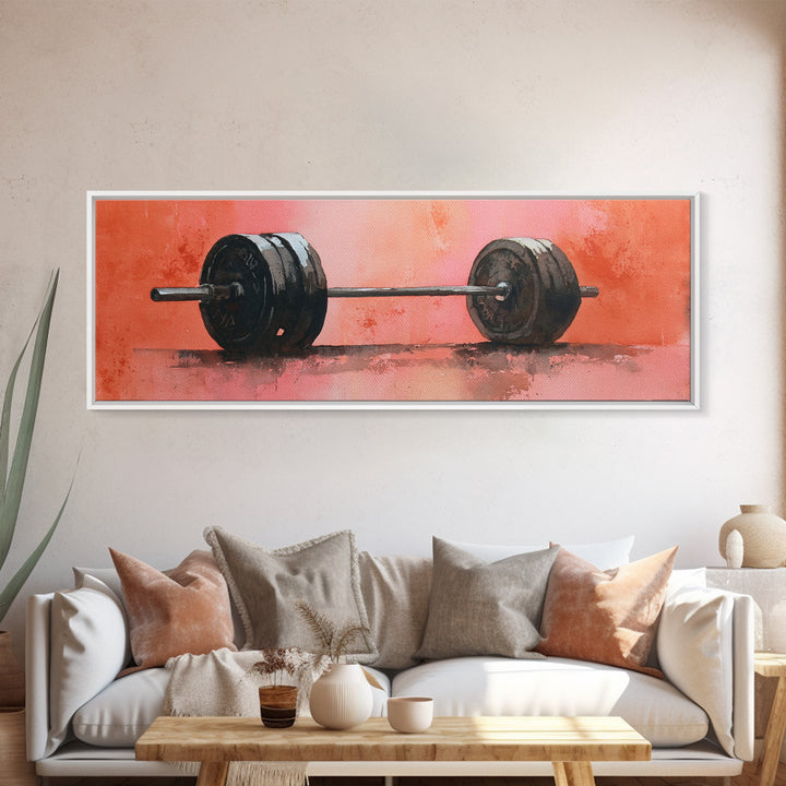 Barbell and Plates Canvas Print, Gym Art, Sports Poster, Gym Decor, Strength, Neutral Decor, Modern Decor, Fine Art Print, GYM-3x1-42