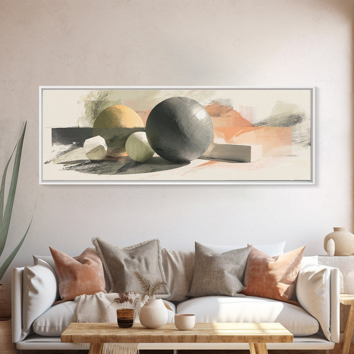 Medicine Ball and Chalk Still Life Framed Canvas Print, Gym Art, Minimalist Decor, Gym Decor, Strength, Motivational Poster, GYM-3x1-63