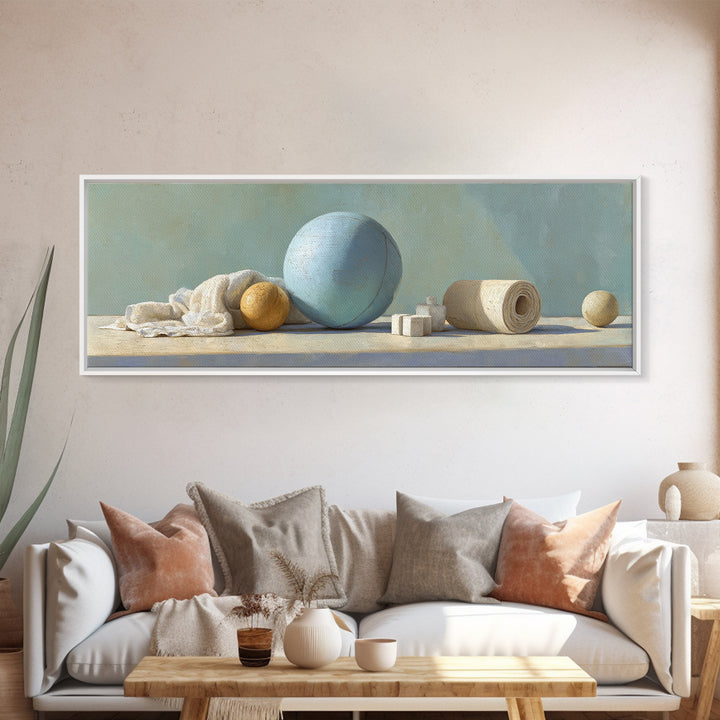 Medicine Ball and Chalk Still Life Framed Canvas Print, Gym Art, Black Girl Wall Art, Gym Decor, Fine Art, Strength, Gym Sign, GYM-3x1-87