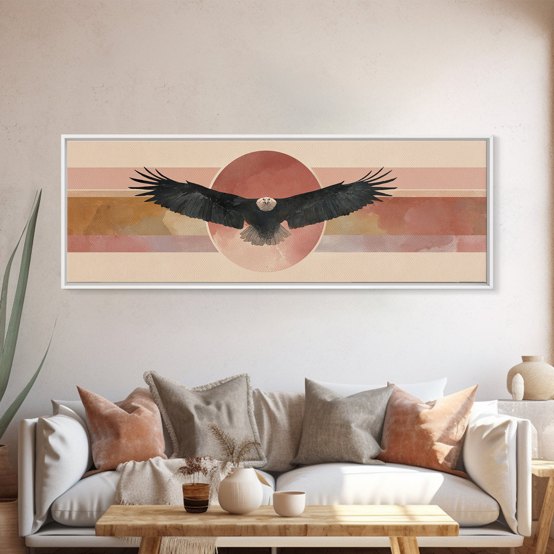 Eagle Soaring as Motivation Symbol Canvas Print, Gym Art, Wall Art, Gym Decor, Oil Painting, Strength, Man Cave Decor, GYM-3x1-88