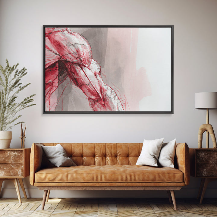 Abstract Muscle Anatomy Framed Canvas Print, Gym Art, Framed Canvas, Gym Decor, Abstract Art, Strength, Textured Painting, GYM-3x2-36
