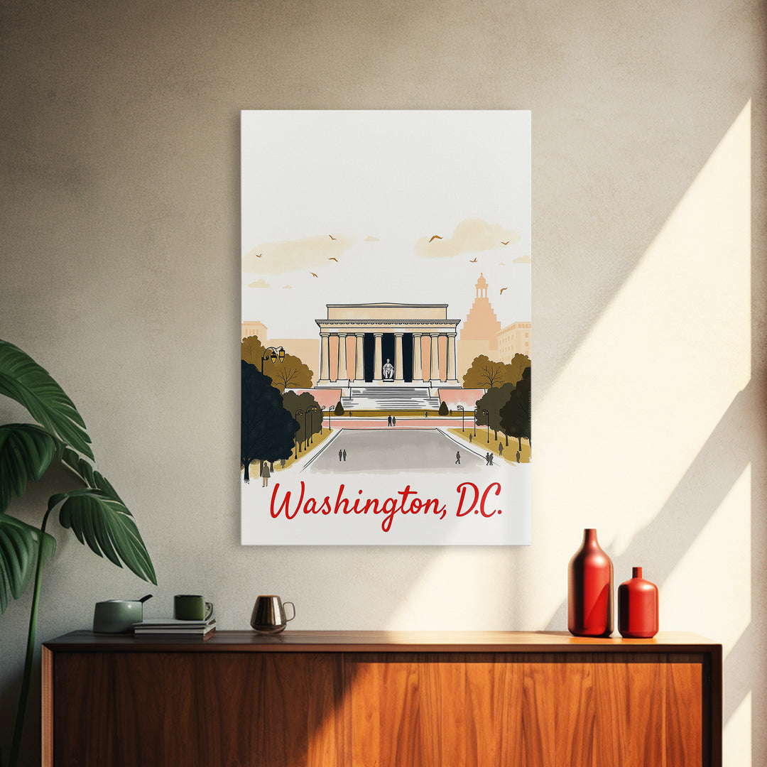 Washington Travel Poster, Canvas Print, Watercolor Skyline Art Art, Washington Travel Art, Travel Art Print, Travel Wall Art, City Art Print