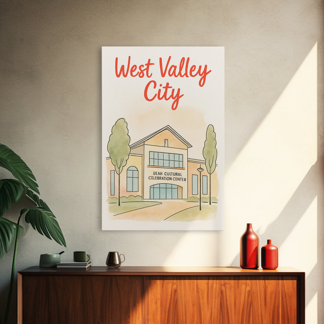 West Valley City Travel Poster, Canvas Print, Soft Sketch Travel Art, West Valley City Poster Print, Vintage Travel Art, Travel Wall Art