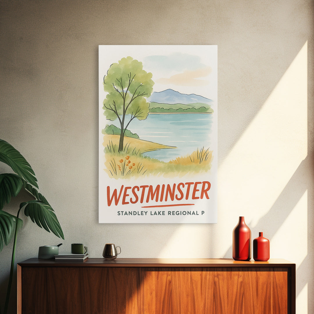Westminster Travel Poster, Canvas Print, Illustrated City Wall Art, Westminster Wall Art, Modern Wall Decor, Retro Travel Print