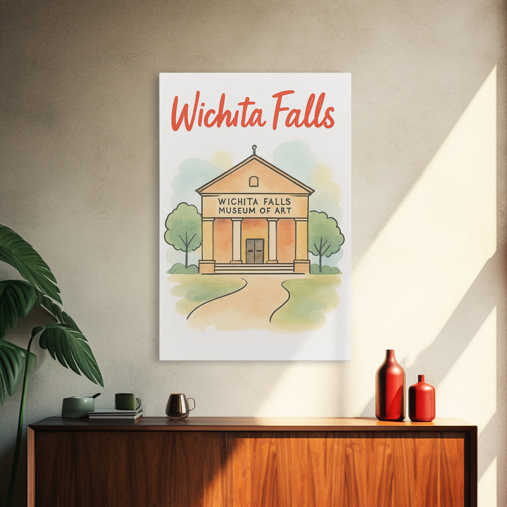 Wichita Falls Texas Travel Poster, Canvas Print, Soft Sketch Travel Art, Wichita Falls Poster Print, Travel Wall Art, Home Office Decor