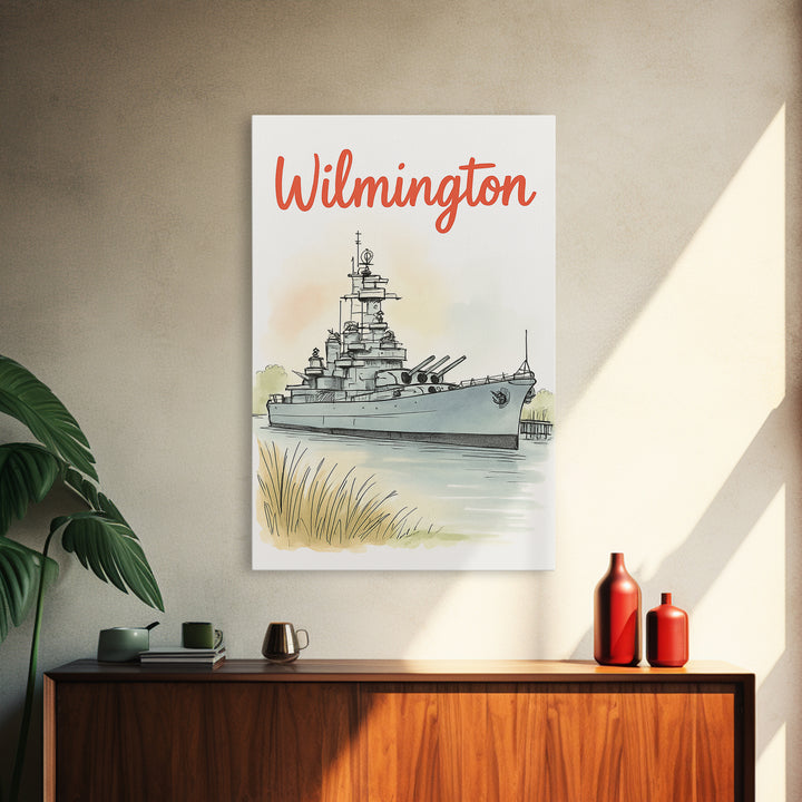 Wilmington North Carolina Travel Poster, Canvas Print, Illustrated City Wall Art, Wilmington City Art, Wall Art, Retro Travel Print
