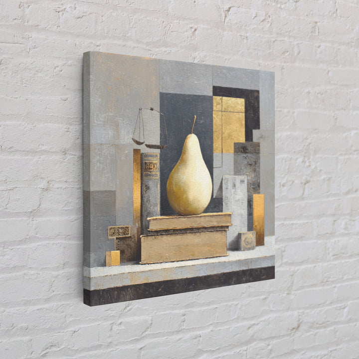Elegant Pear Still Life on Linen Framed Canvas Print, Hotel Art, Neutral Decor, Hotel Decor, Fine Art, Boutique, Home Decor, HOT-1x1-21