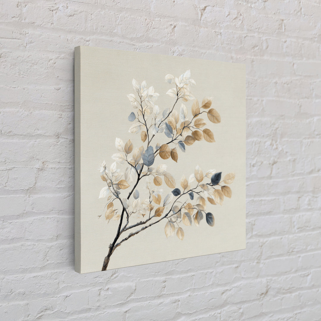 Elegant Botanical Branch on Ivory Ground Framed Canvas Print, Hotel Art, Textured Painting, Hotel Decor, Fine Art, Boutique, HOT-1x1-29