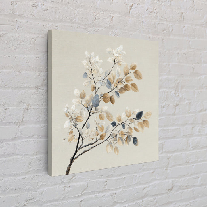 Elegant Botanical Branch on Ivory Ground Framed Canvas Print, Hotel Art, Textured Painting, Hotel Decor, Fine Art, Boutique, HOT-1x1-29
