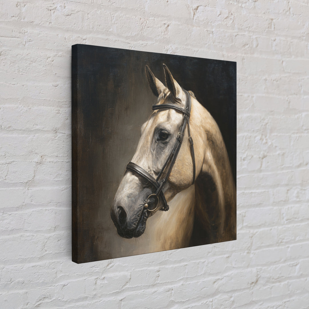 Neutral Horse Portrait Framed Canvas Print, Hotel Art, Room Decor, Hotel Decor, Oil Painting, Boutique, Art Print, Hazbin Hotel, HOT-1x1-40