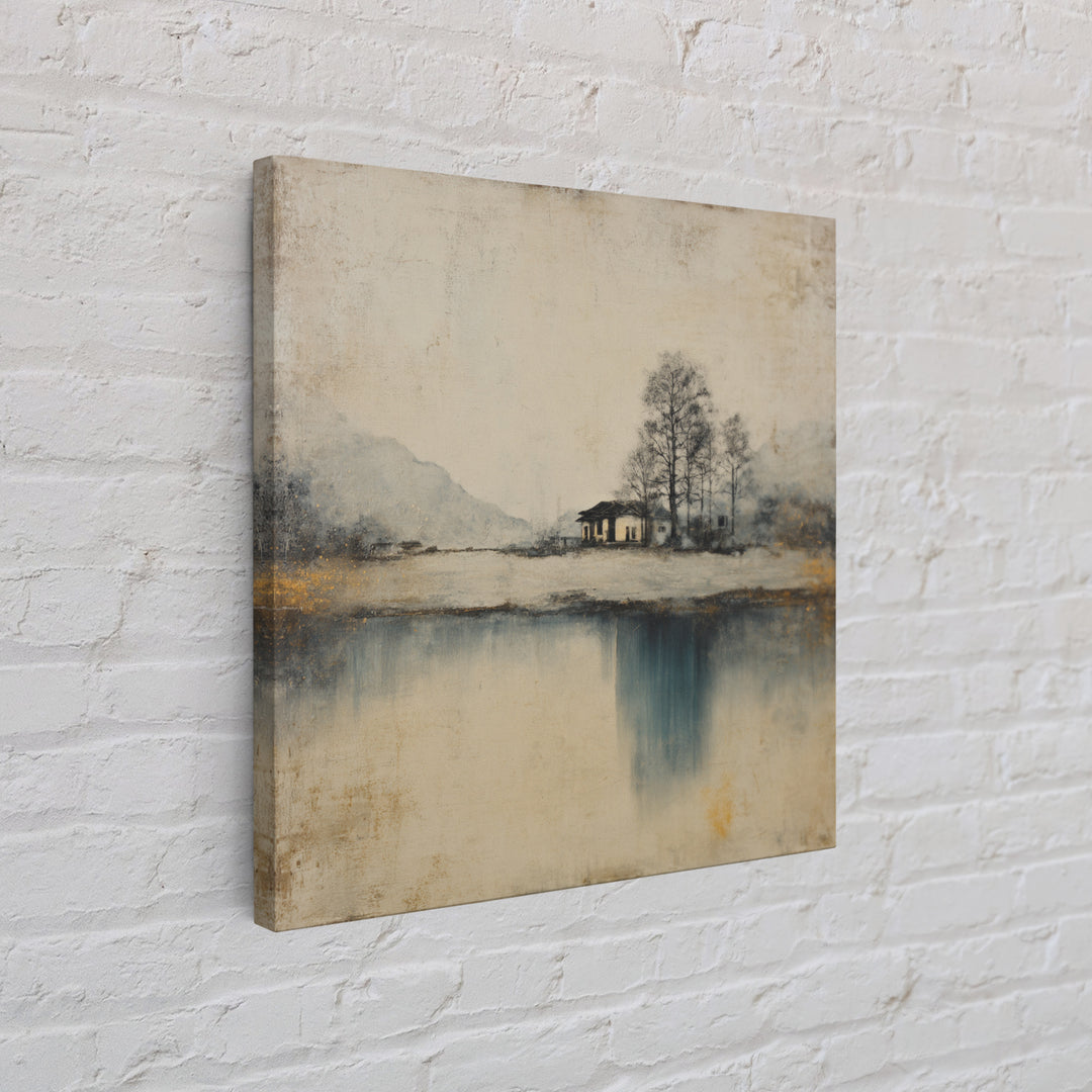 Japanese Ink Landscape Framed Canvas Print, Hotel Art, Beach Prints, Hotel Decor, Fine Art, Boutique, Room Decor, HOT-1x1-42