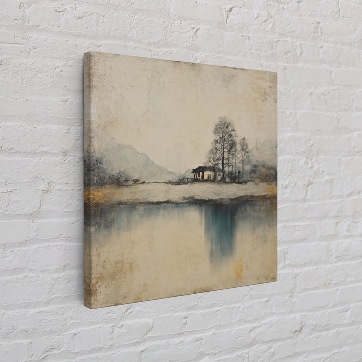 Japanese Ink Landscape Framed Canvas Print, Hotel Art, Beach Prints, Hotel Decor, Fine Art, Boutique, Room Decor, HOT-1x1-42