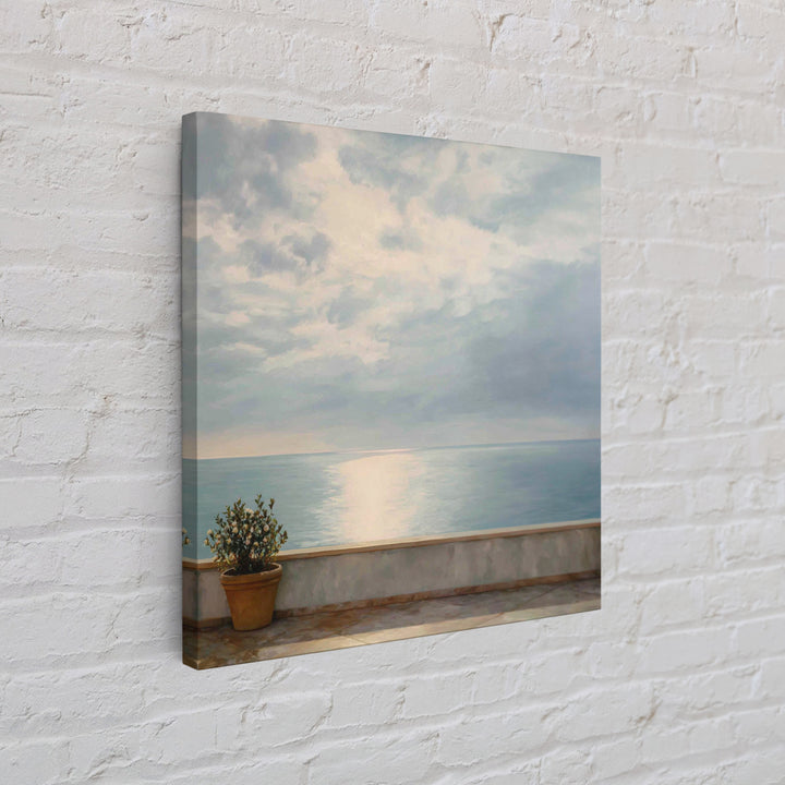 Mediterranean Terrace View Focused on Sea and Canvas Print, Hotel Art, Gallery Decor, Hotel Decor, Fine Art, Boutique, HOT-1x1-59