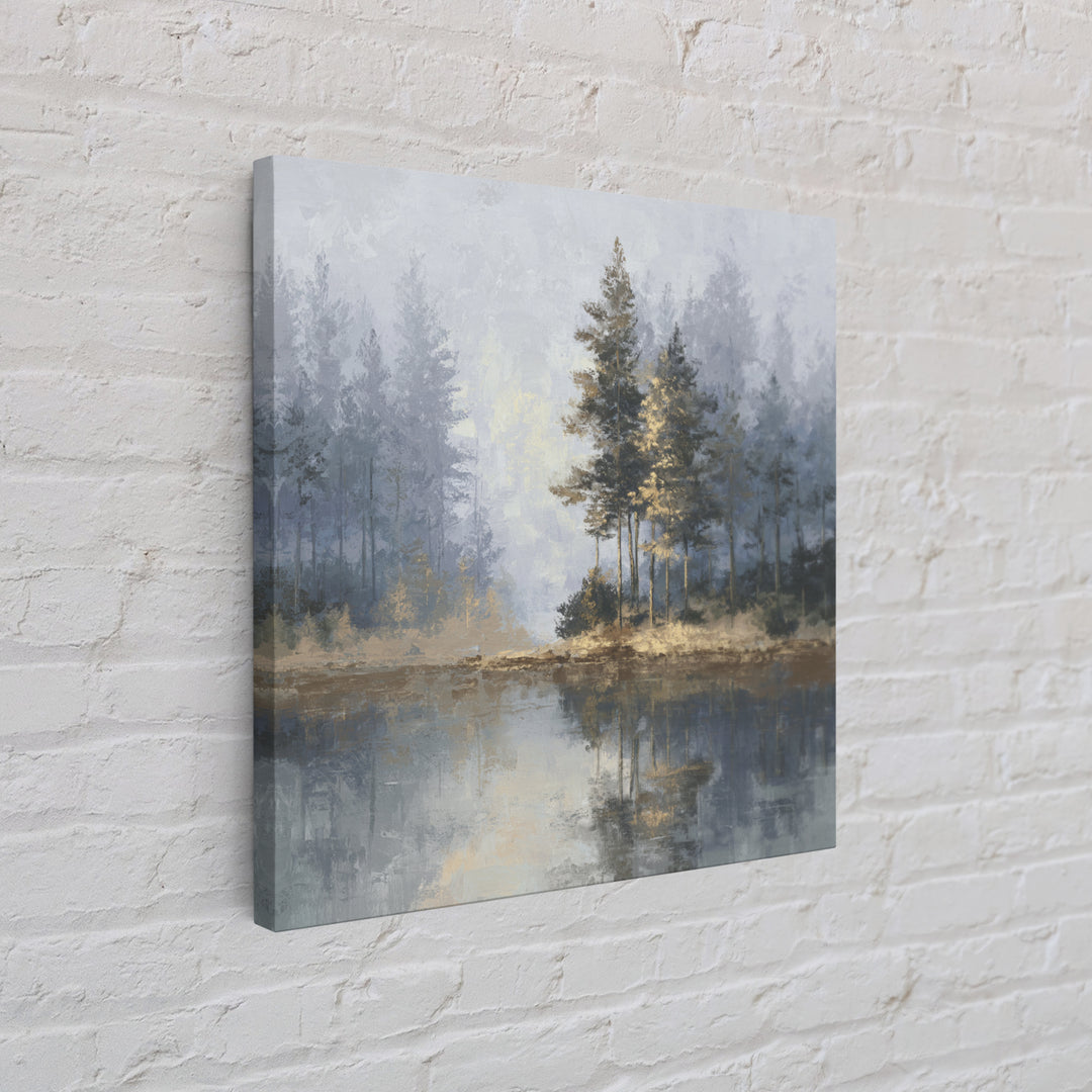 Misty Forest with Refined Calm Atmosphere Framed Canvas Print, Hotel Art, Gallery Decor, Hotel Decor, Fine Art, Boutique, HOT-1x1-62