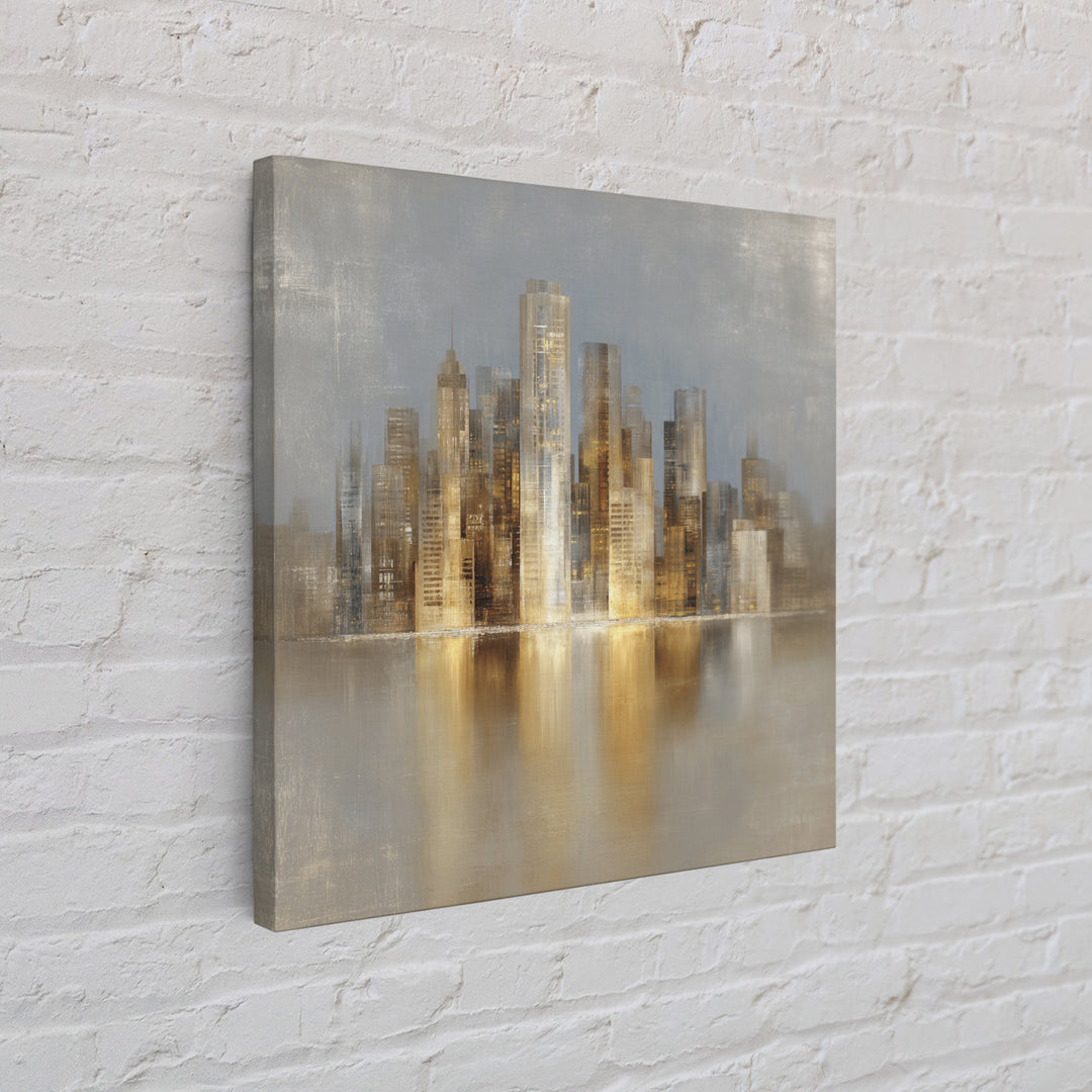 Quiet City Skyline Framed Canvas Print, Hotel Art, Fine Art Print, Hotel Decor, Abstract Art, Boutique, Wall Decor, Painting, HOT-1x1-74