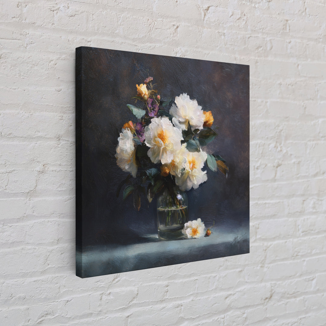 Classic Oil Painted Floral Still Life Canvas Print, Hotel Art, Art, Hotel Decor, Oil Painting, Boutique, Printable Art, HOT-1x1-81