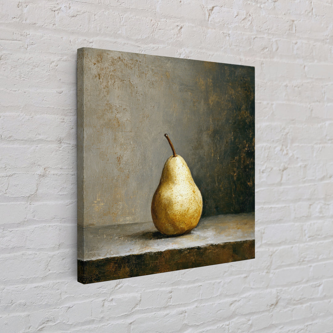 Elegant Pear Still Life on Linen Framed Canvas Print, Hotel Art, Wall Art, Hotel Decor, Abstract Art, Boutique, Framed Art, HOT-1x1-93