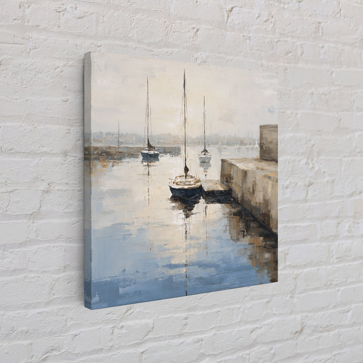 Quiet Harbor with Sailboats at Dawn Canvas Print, Hotel Art, Modern Decor, Hotel Decor, Fine Art, Boutique, Poster, Wall Decor, HOT-1x1-94