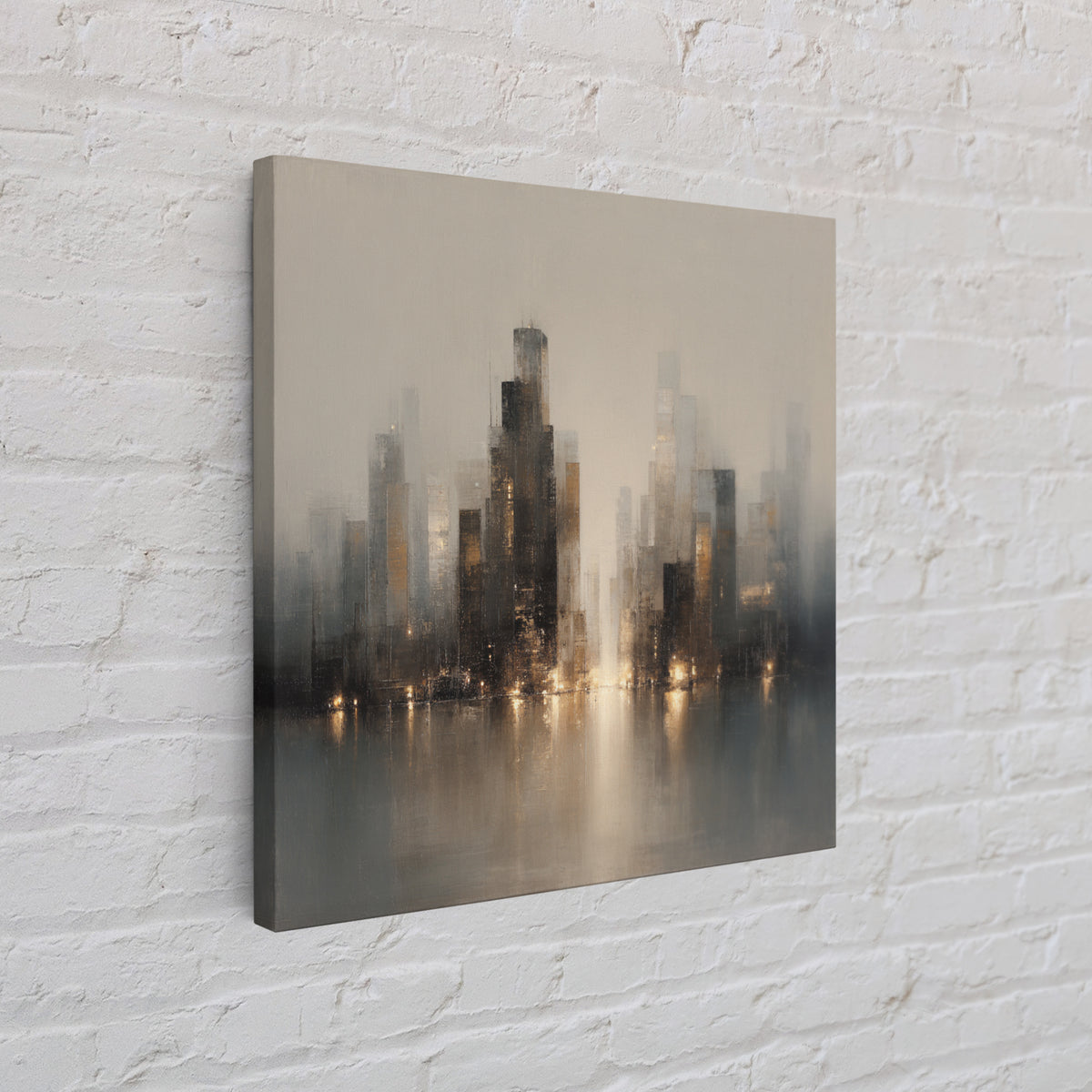 Quiet City Skyline Canvas Print, Hotel Art, Hotel Decor, Abstract Art, Boutique, Hazbin Hotel, Mid Century Modern, HOT-1x1-98