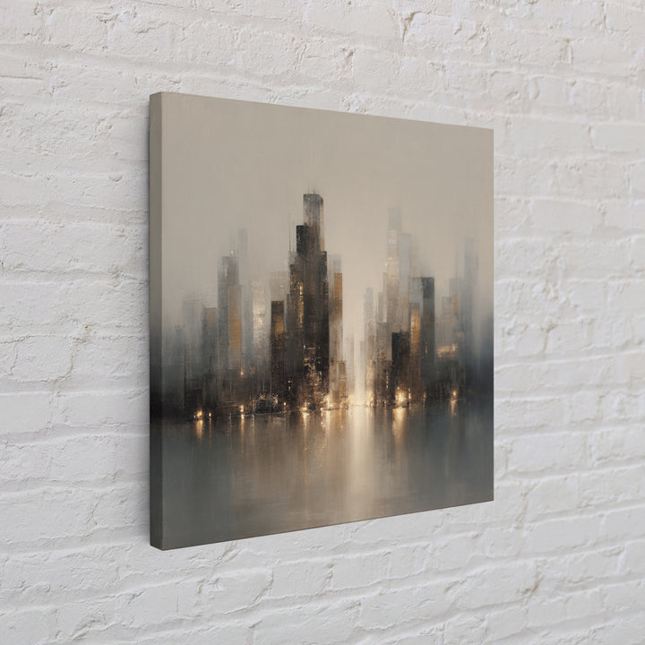 Quiet City Skyline Canvas Print, Hotel Art, Hotel Decor, Abstract Art, Boutique, Hazbin Hotel, Mid Century Modern, HOT-1x1-98