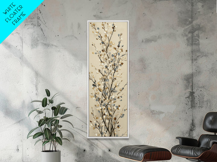 Elegant Botanical Branch on Ivory Ground Canvas Print, Hotel Art, Poster, Hotel Decor, Fine Art, Boutique, Wood Wall Art, HOT-1x3-17
