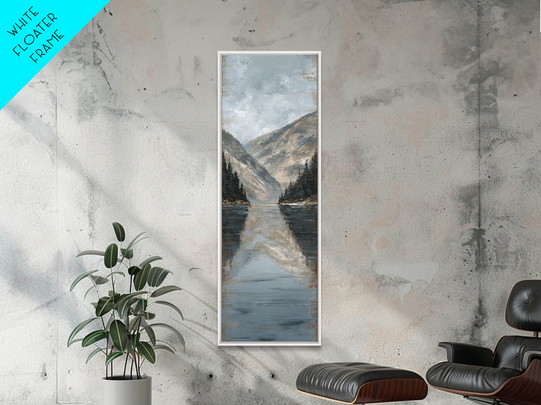 Serene Mountain Lake for Boutique Hotel Mood Framed Canvas Print, Hotel Art, Poster, Hotel Decor, Fine Art, Boutique, HOT-1x3-20