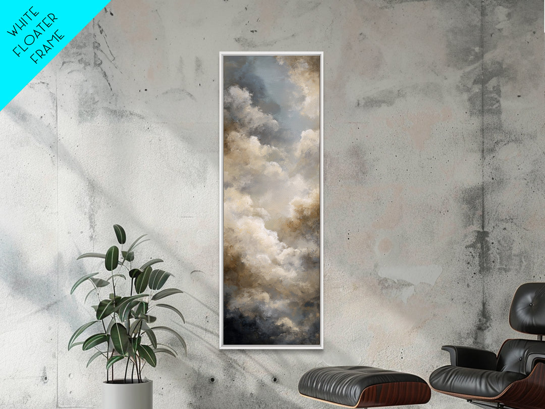 Large Cloudscape with Subtle Drama Framed Canvas Print, Hotel Art, Textured Painting, Hotel Decor, Fine Art, Boutique, HOT-1x3-29