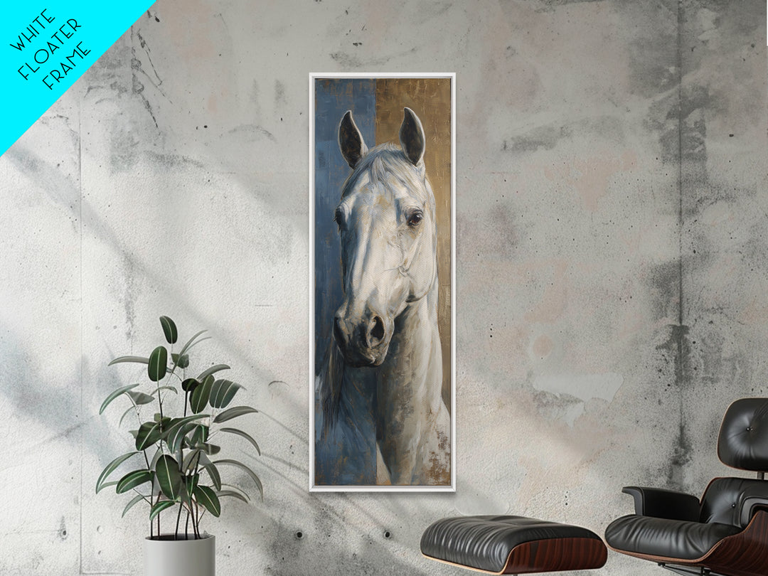 Neutral Horse Portrait Framed Canvas Print, Hotel Art, Mid Century Modern, Hotel Decor, Oil Painting, Boutique, Coastal Decor, HOT-1x3-52