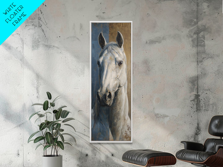Neutral Horse Portrait Framed Canvas Print, Hotel Art, Mid Century Modern, Hotel Decor, Oil Painting, Boutique, Coastal Decor, HOT-1x3-52
