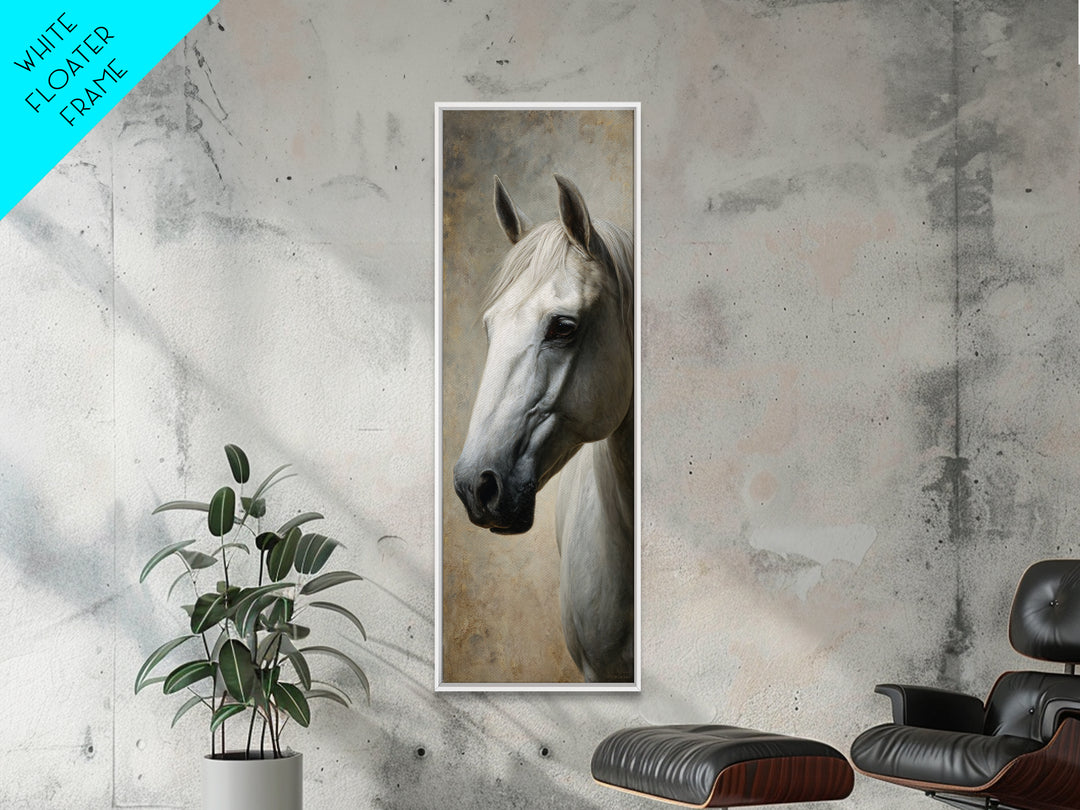 Neutral Horse Portrait Framed Canvas Print, Hotel Art, Coastal Wall Art, Hotel Decor, Fine Art, Boutique, Fine Art Print, HOT-1x3-76