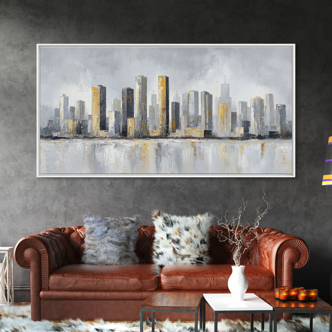Quiet City Skyline Canvas Print, Hotel Art, Hotel Decor, Abstract Art, Boutique, Hazbin Hotel, Mid Century Modern, HOT-2x1-22