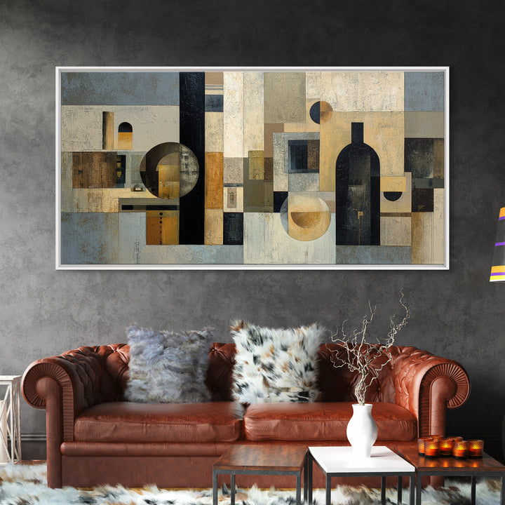 Modern Geometric Composition Framed Canvas Print, Hotel Art, Boho Decor, Hotel Decor, Fine Art, Boutique, Painting, Art Prints, HOT-2x1-27