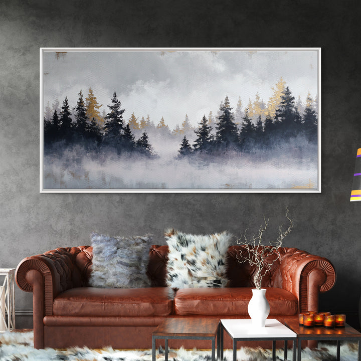 Misty Forest with Refined Calm Atmosphere Framed Canvas Print, Hotel Art, Contemporary Art, Hotel Decor, Fine Art, Boutique, HOT-2x1-34
