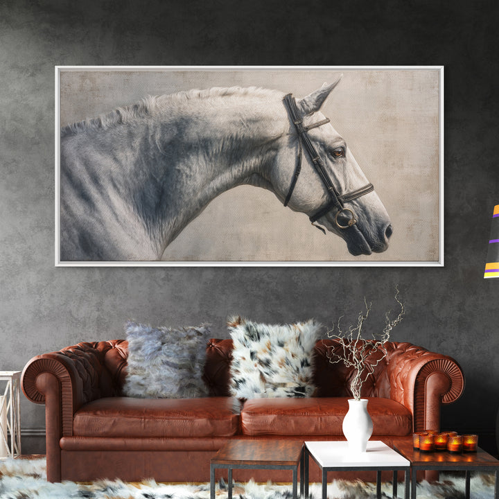 Neutral Horse Portrait Canvas Print, Hotel Art, Home Decor, Hotel Decor, Fine Art, Boutique, Framed Art, Wood Wall Art, HOT-2x1-36