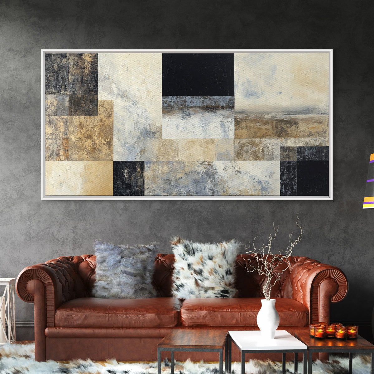 Modern Geometric Composition Framed Canvas Print, Hotel Art, Printable Art, Hotel Decor, Abstract Art, Boutique, Travel Poster, HOT-2x1-51