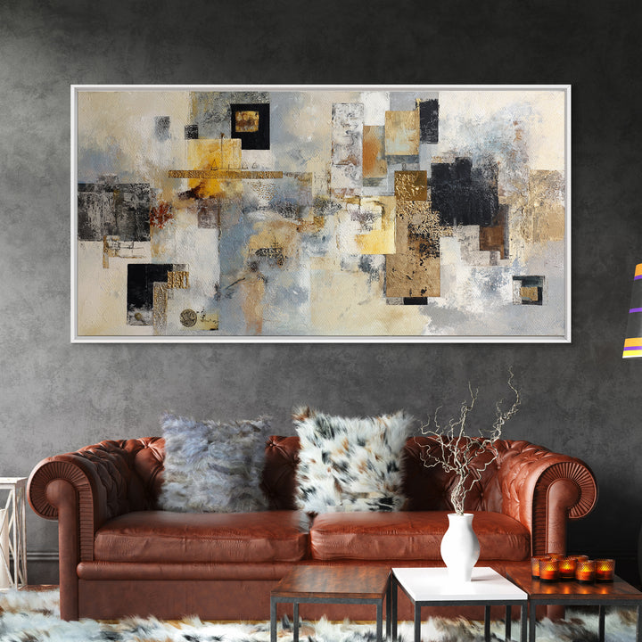 Gold Accented Abstract for Upscale Lobby Canvas Print, Hotel Art, Mid Century Modern, Hotel Decor, Abstract Art, Boutique, HOT-2x1-57