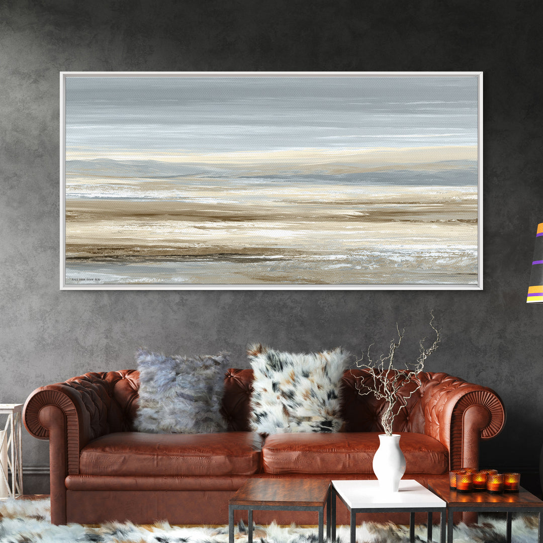 Panoramic Desert Horizon Canvas Print, Hotel Art, Hotel Decor, Oil Painting, Boutique, Wall Sculpture, Coastal Wall Art, HOT-2x1-64