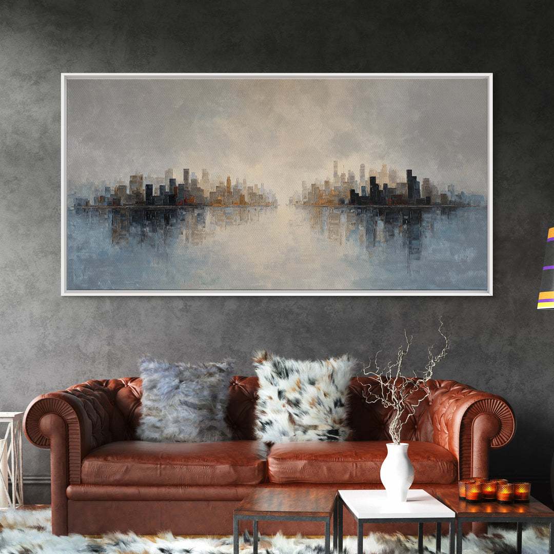 Quiet City Skyline Canvas Print, Hotel Art, Art Print, Hotel Decor, Fine Art, Boutique, Wall Sculpture, Coastal Wall Art, HOT-2x1-70