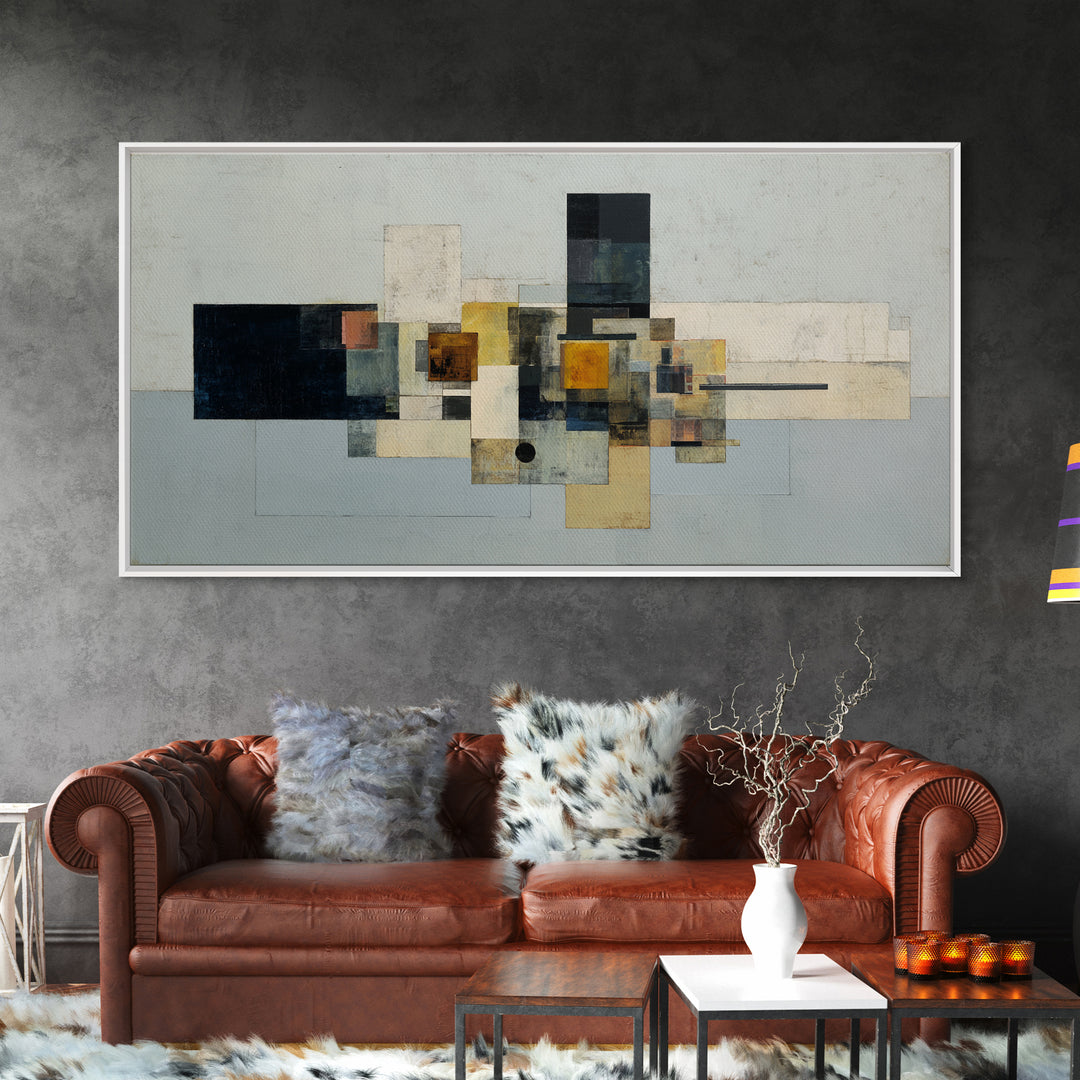 Modern Geometric Composition Framed Canvas Print, Hotel Art, Room Decor, Hotel Decor, Abstract Art, Boutique, Art Print, HOT-2x1-75