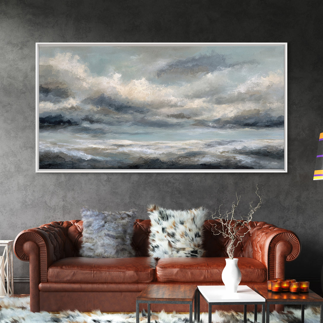 Large Cloudscape with Subtle Drama Framed Canvas Print, Hotel Art, Living Room Decor, Hotel Decor, Fine Art, Boutique, HOT-2x1-85