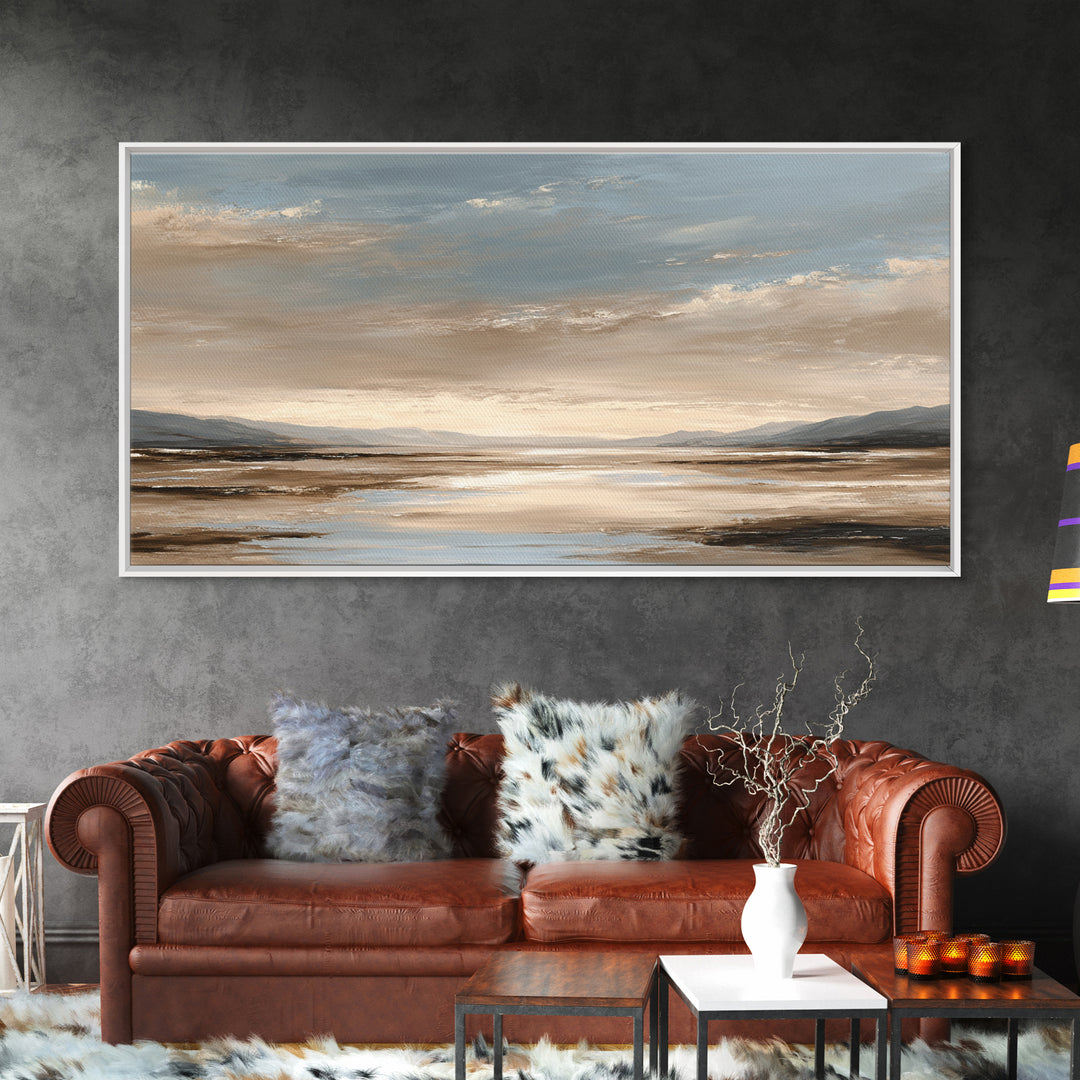Panoramic Desert Horizon Framed Canvas Print, Hotel Art, Framed Art, Hotel Decor, Boutique, Beach Prints, Gallery Wall Set, HOT-2x1-88