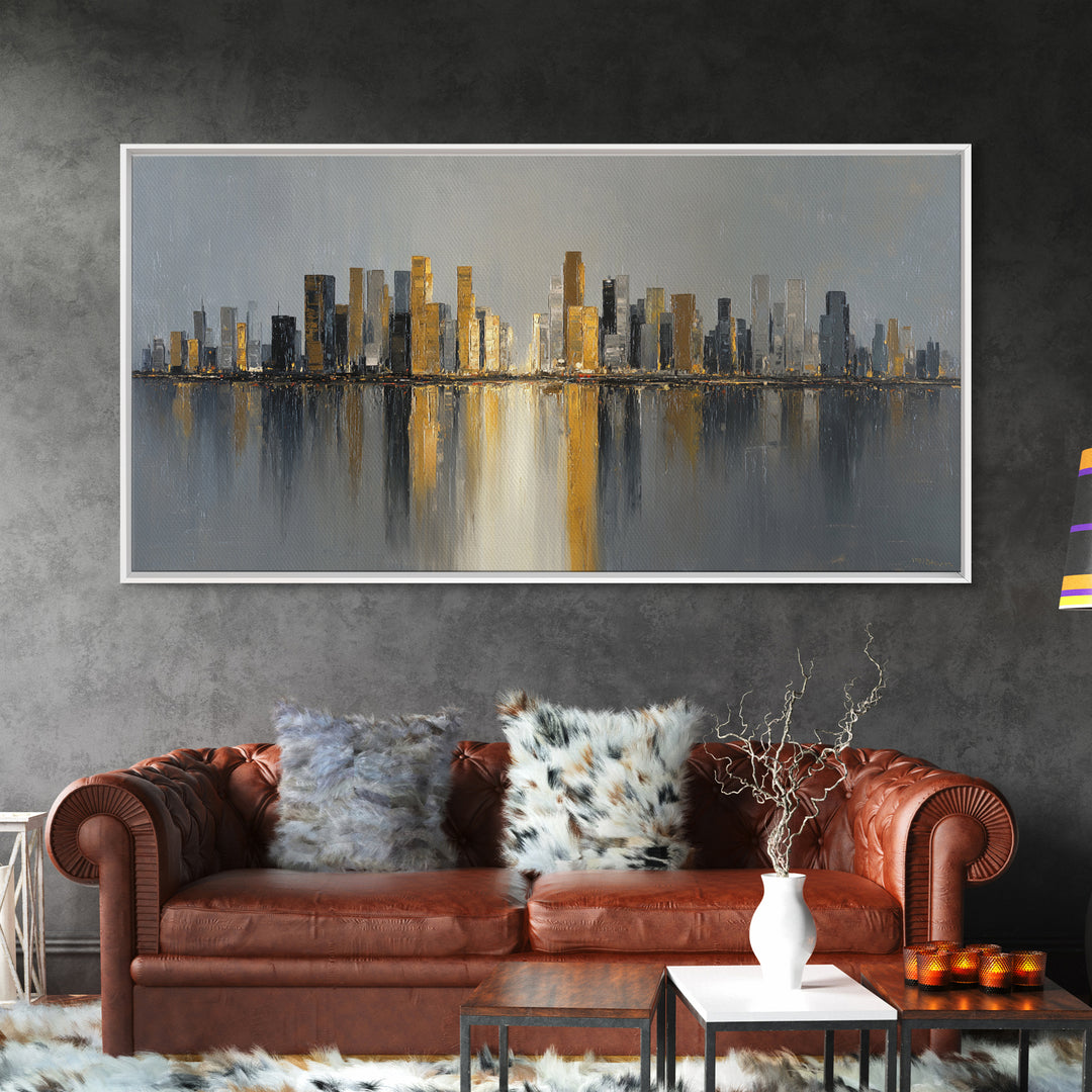 Quiet City Skyline Canvas Print, Hotel Art, Art Print, Hotel Decor, Fine Art, Boutique, Wall Sculpture, Coastal Wall Art, HOT-2x1-94