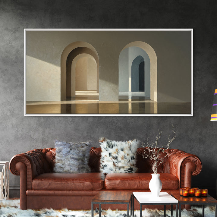 Minimal Architectural Arch Study Framed Canvas Print, Hotel Art, Coastal Wall Art, Hotel Decor, Oil Painting, Boutique, HOT-2x1-96