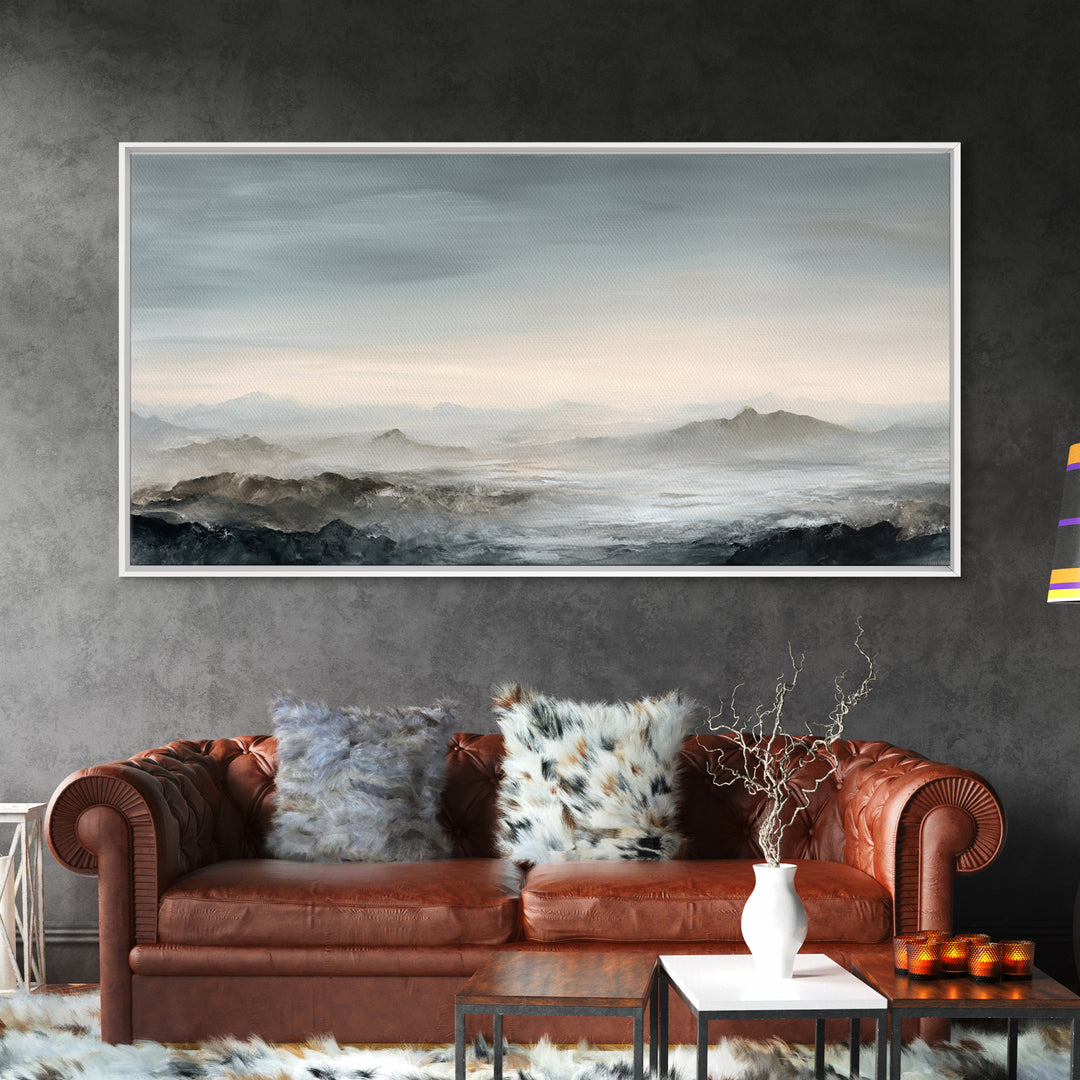 Luxury Monochrome Landscape Canvas Print, Hotel Art, Hazbin Hotel, Hotel Decor, Fine Art, Boutique, Coastal Wall Art, HOT-2x1-98